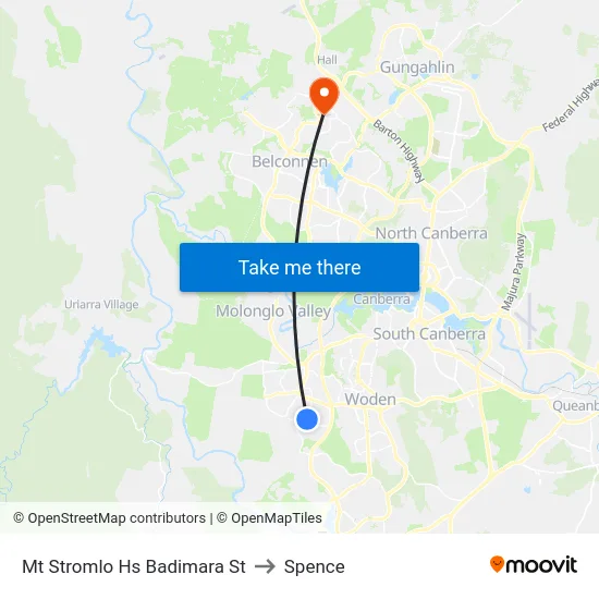 Mt Stromlo Hs Badimara St to Spence map