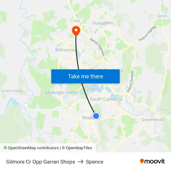 Gilmore Cr Opp Garran Shops to Spence map