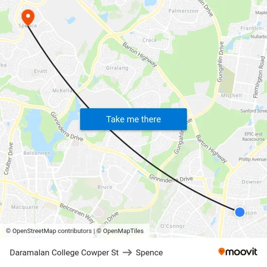 Daramalan College Cowper St to Spence map