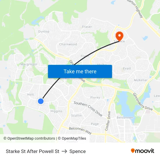 Starke St After Powell St to Spence map