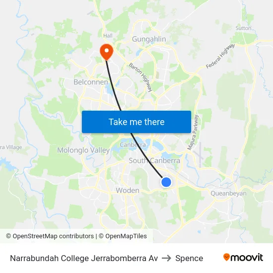 Narrabundah College Jerrabomberra Av to Spence map