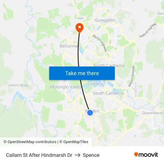 Callam St After Hindmarsh Dr to Spence map