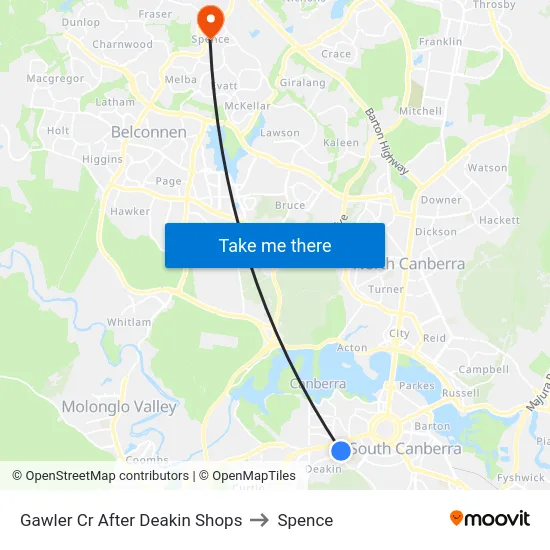 Gawler Cr After Deakin Shops to Spence map