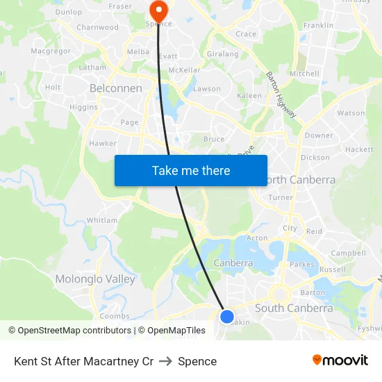 Kent St After Macartney Cr to Spence map