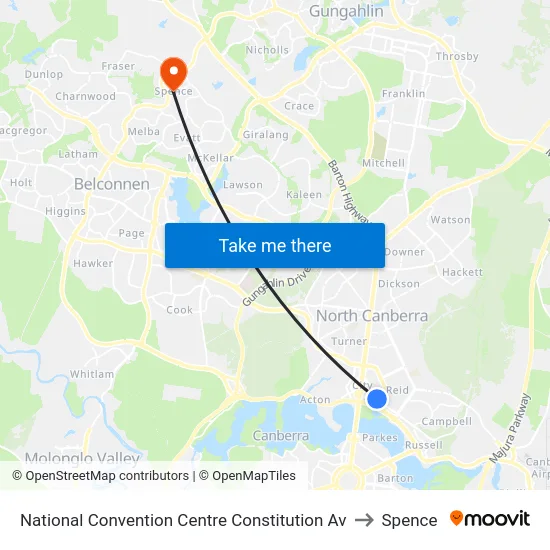 National Convention Centre Constitution Av to Spence map