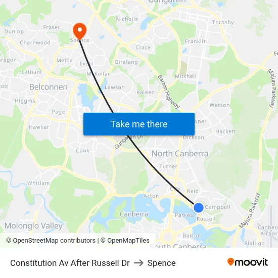 Constitution Av After Russell Dr to Spence map