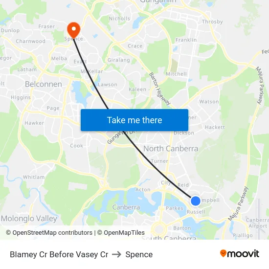 Blamey Cr Before Vasey Cr to Spence map