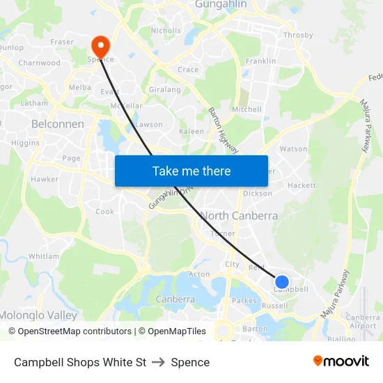 Campbell Shops White St to Spence map
