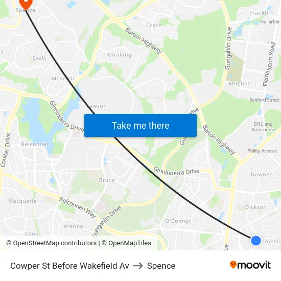 Cowper St Before Wakefield Av to Spence map