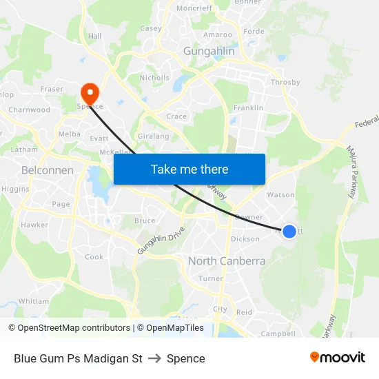 Blue Gum Ps Madigan St to Spence map