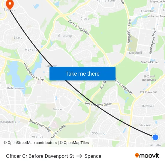 Officer Cr Before Davenport St to Spence map