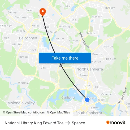 National Library King Edward Tce to Spence map