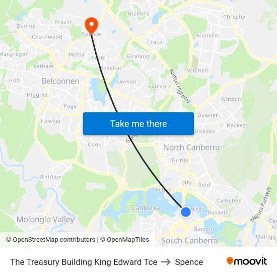 The Treasury Building King Edward Tce to Spence map