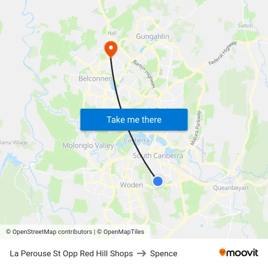 La Perouse St Opp Red Hill Shops to Spence map