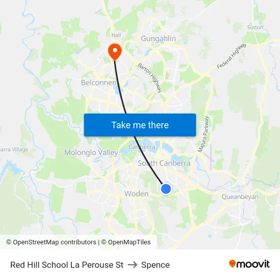 Red Hill School La Perouse St to Spence map