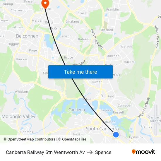 Canberra Railway Stn Wentworth Av to Spence map