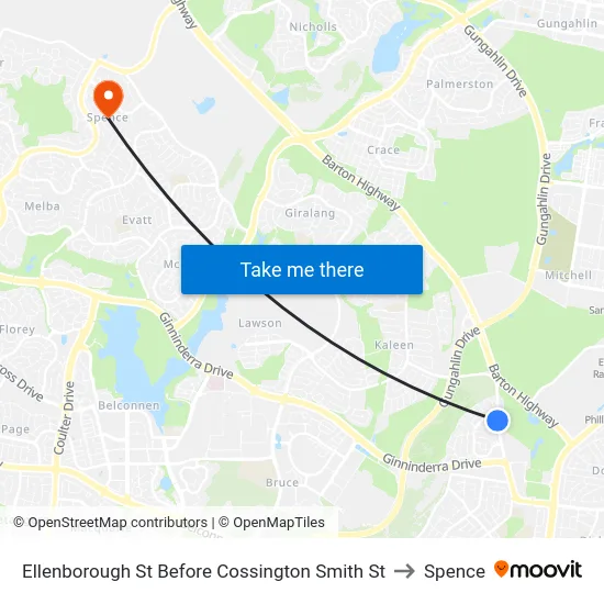Ellenborough St Before Cossington Smith St to Spence map