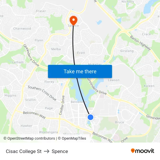 Cisac College St to Spence map
