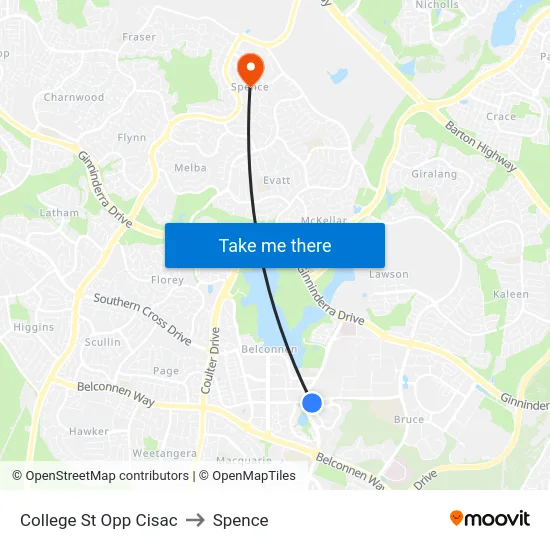 College St Opp Cisac to Spence map
