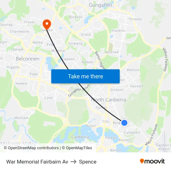 War Memorial Fairbairn Av to Spence map