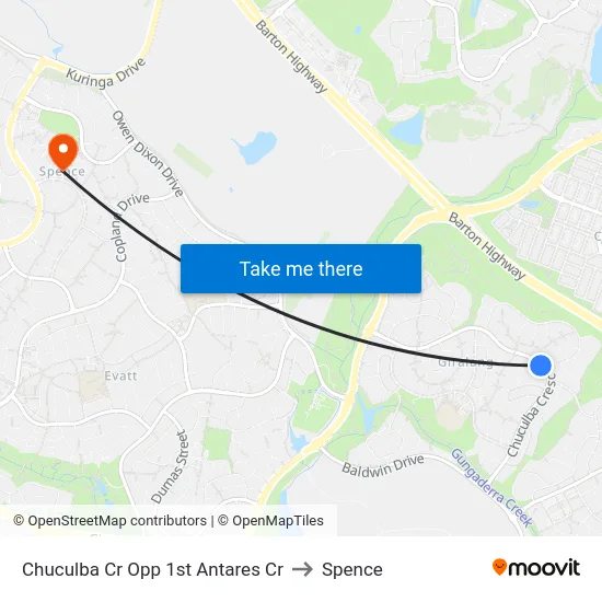 Chuculba Cr Opp 1st Antares Cr to Spence map