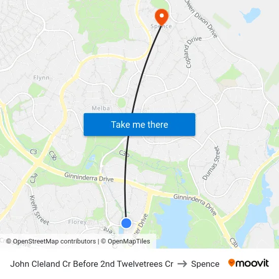 John Cleland Cr Before 2nd Twelvetrees Cr to Spence map