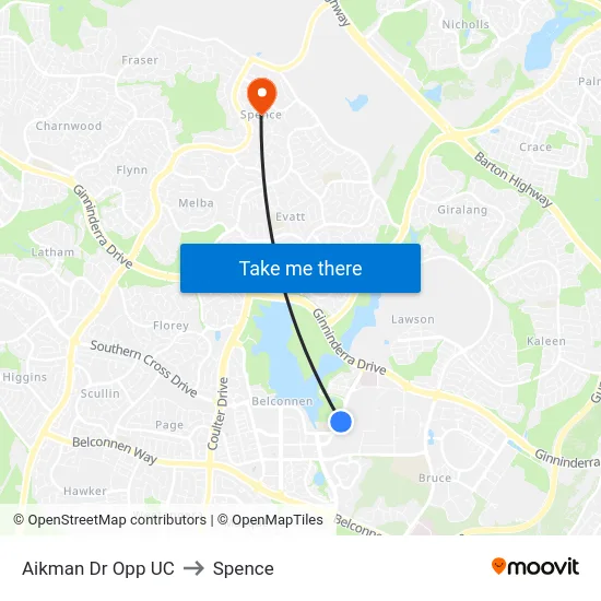 Aikman Dr Opp UC to Spence map