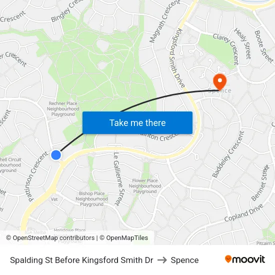 Spalding St Before Kingsford Smith Dr to Spence map