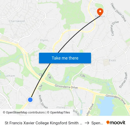 St Francis Xavier College Kingsford Smith Dr to Spence map