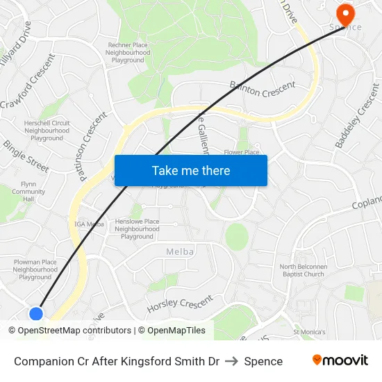 Companion Cr After Kingsford Smith Dr to Spence map