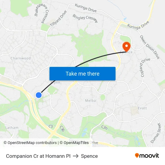 Companion Cr at Homann Pl to Spence map