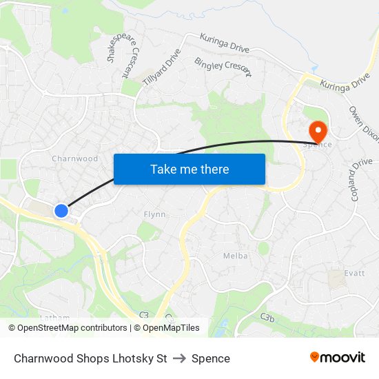 Charnwood Shops Lhotsky St to Spence map