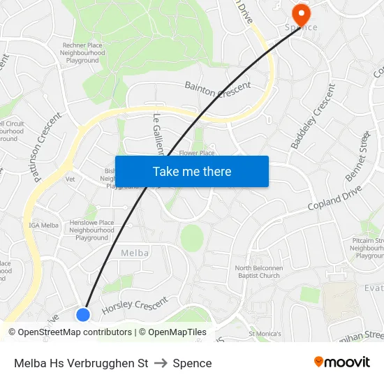 Melba Hs Verbrugghen St to Spence map