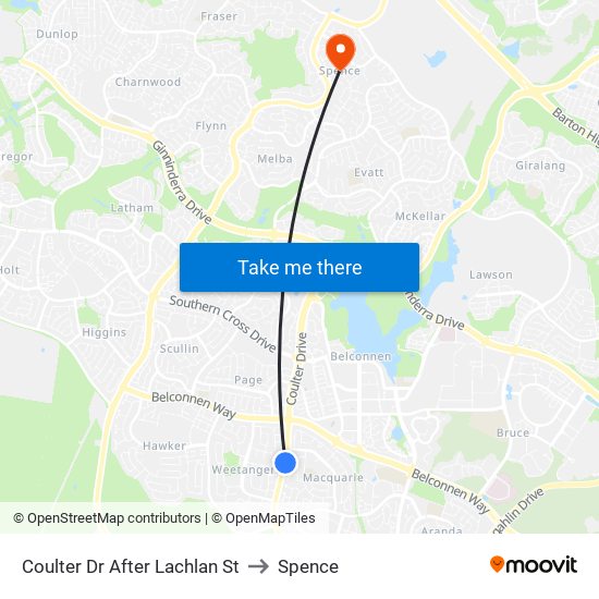 Coulter Dr After Lachlan St to Spence map
