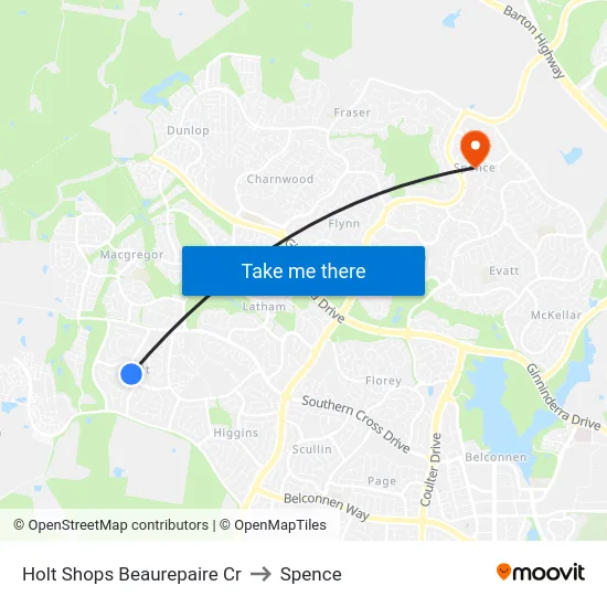 Holt Shops Beaurepaire Cr to Spence map