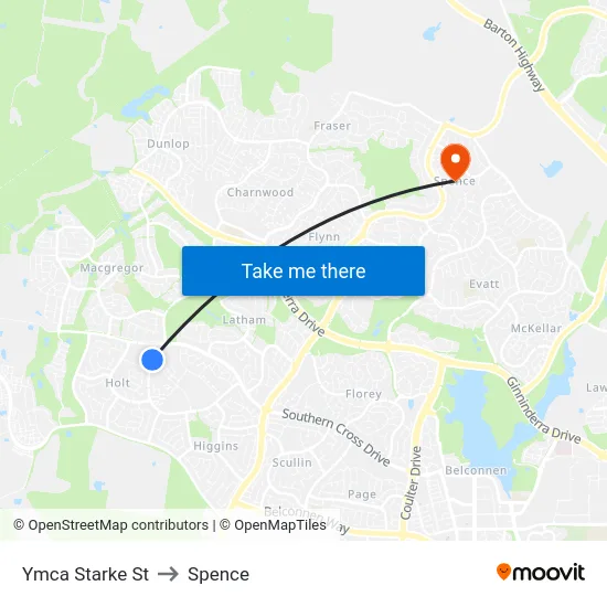 Ymca Starke St to Spence map