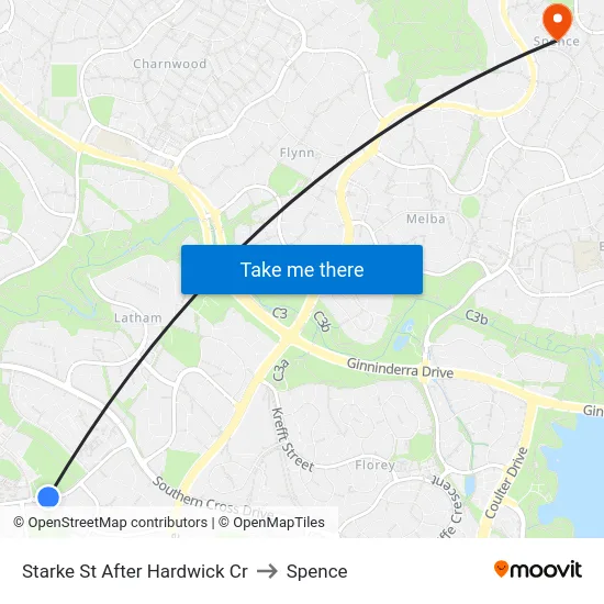 Starke St After Hardwick Cr to Spence map