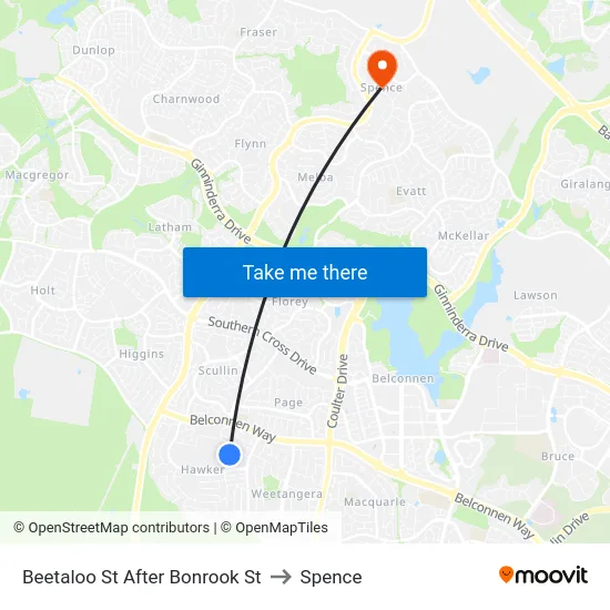 Beetaloo St After Bonrook St to Spence map