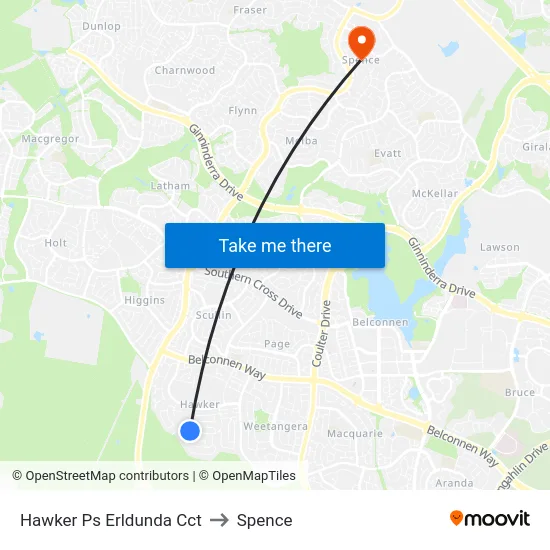 Hawker Ps Erldunda Cct to Spence map