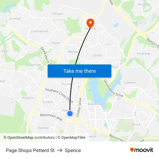Page Shops Petterd St to Spence map