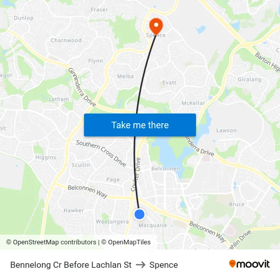 Bennelong Cr Before Lachlan St to Spence map