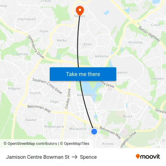 Jamison Centre Bowman St to Spence map