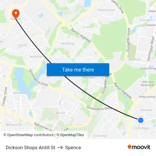 Dickson Shops Antill St to Spence map