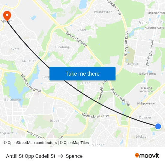 Antill St Opp Cadell St to Spence map