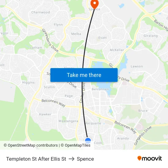 Templeton St After Ellis St to Spence map