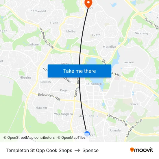 Templeton St Opp Cook Shops to Spence map
