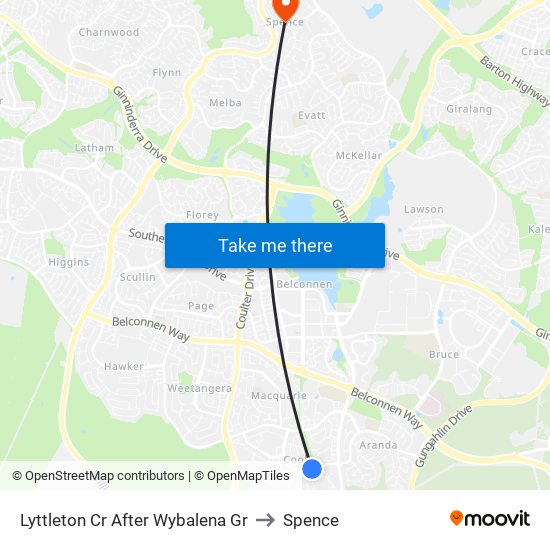 Lyttleton Cr After Wybalena Gr to Spence map