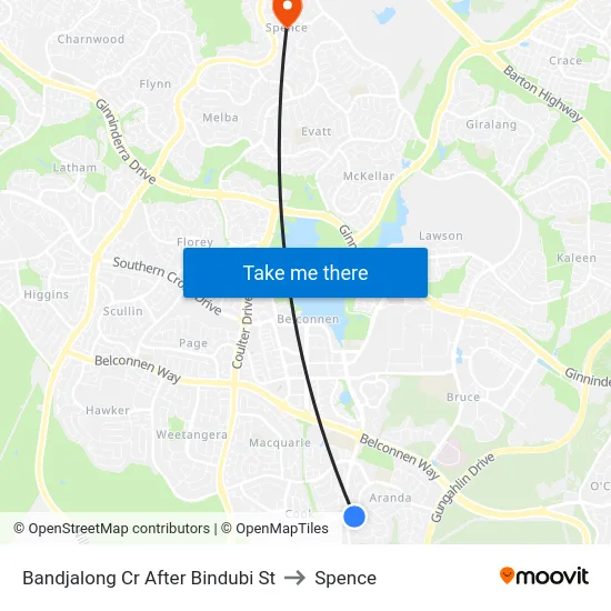 Bandjalong Cr After Bindubi St to Spence map
