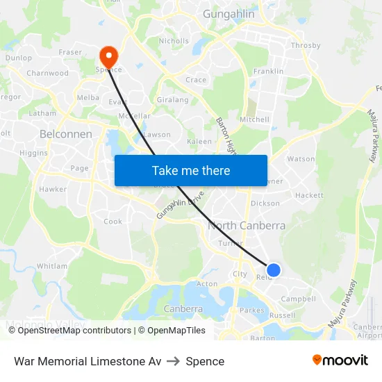 War Memorial Limestone Av to Spence map