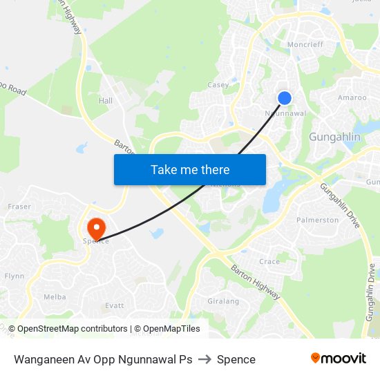 Wanganeen Av Opp Ngunnawal Ps to Spence map